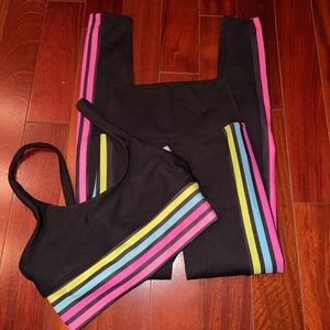 NWOT Beach Riot Sports Set, Leggings & Sports Bra, Rainbow detail, XS